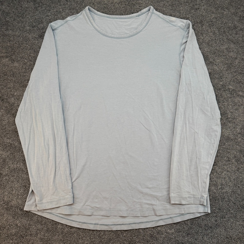 Lululemon Shirt Mens Sz XL Heather Blue Performance Jersey Long Sleeve Crew
